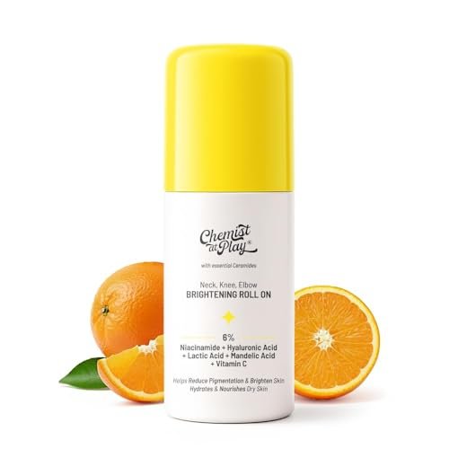 Chemist at Play Roll On Serum For Neck, Knee & Elbow With 6% Vitamin C+ Hyaluronic Acid + AHAs + Niacinamide + Ceramides