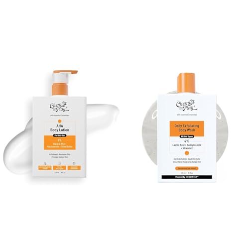 Chemist at Play AHA Body Lotion + Exfoliating Body Wash, 236ml, Gentle Exfoliation & Intense Hydration Duo